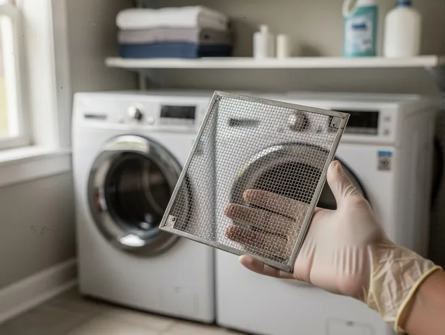 Cape Coral Dryer Vent Cleaning specialist performing detailed lint trap cleaning service in Cape Coral