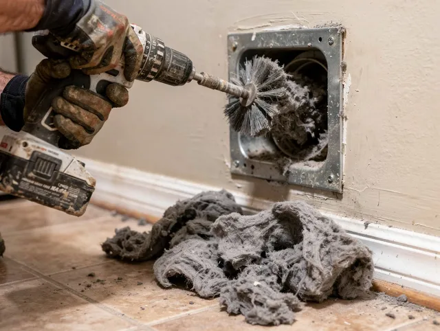 Certified Cape Coral Dryer Vent Cleaning technician performing dryer vent cleaning in Cape Coral
