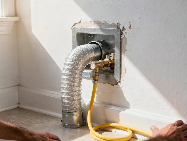 Cape Coral Dryer Vent Cleaning certified technician performing specialized gas dryer vent cleaning in Cape Coral